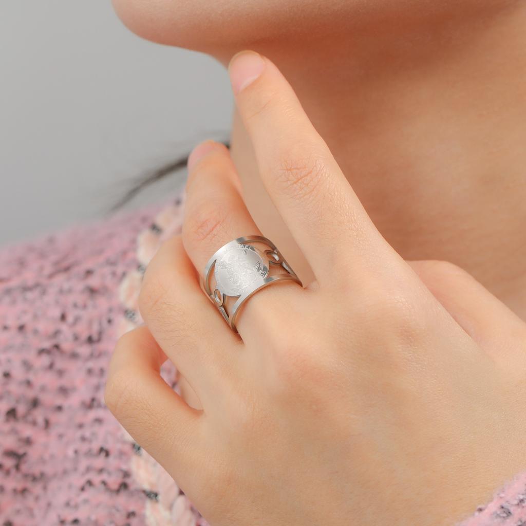 Кольцо-медаль из нержавеющей стали для женщин и мужчин, золотого и серебряного цвета, регулируемое открытое кольцо