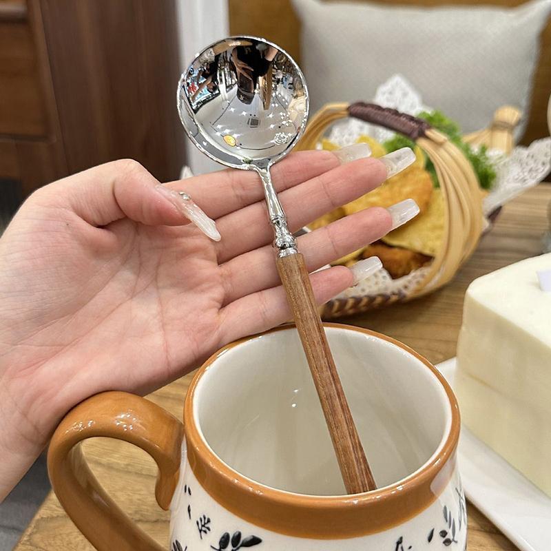 Круглая ложка из нержавеющей стали для рисового супа, десертная ложка, лопатка для сервировки мороженого, столовые приборы