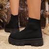 Модные вязаные ботинки на платформе для женщин Осень Зима Высокие повседневные носки-туфли Женские на толстой подошве Нескользящие ботильоны Женские