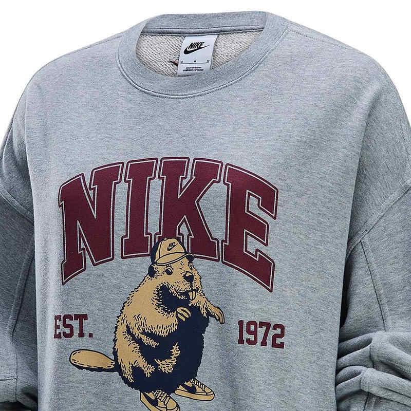 Nike Sweatshirts Women's Gray Crew Neck Moderate Regular HV1742-063