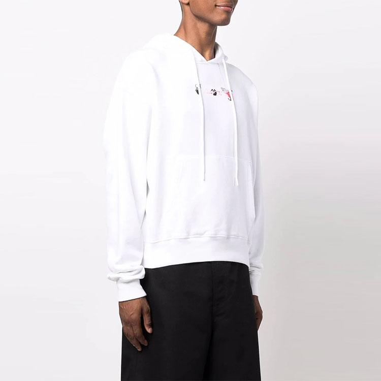 Off-White Акриловая толстовка с капюшоном Arrow Over, белые/фуксия, мужские топы OMBB037F21FLE0150132
