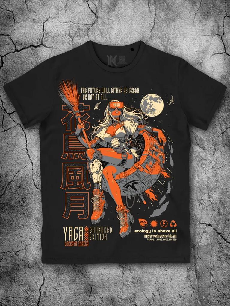 Cyberpunk Baba Yaga Black Youth Printed T-shirt