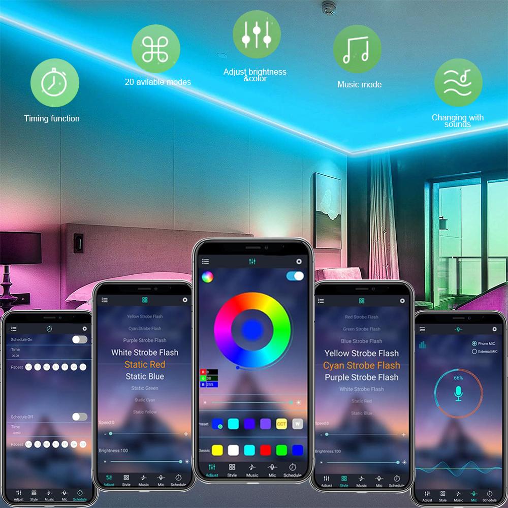 12В Wi-Fi Bluetooth RGB COB Светодиодная лента Пульт ДУ 44 клавиши 24 клавиши Комплект питания 840 светодиодов/м Гибкая световая лента Декор для дома 1 2 рулона
