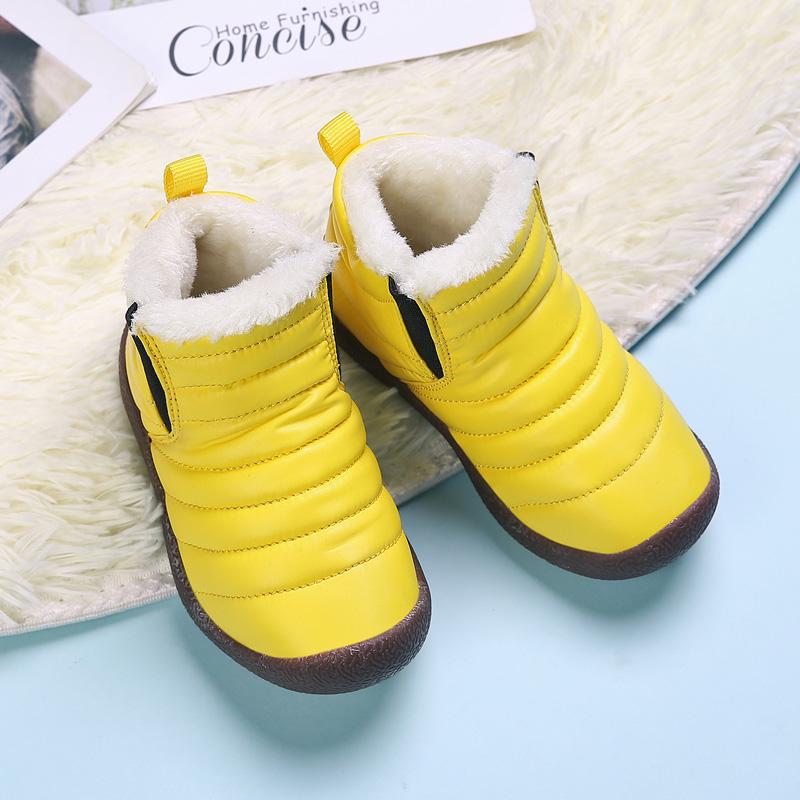 TUINANLE Детские зимние сапоги, зимняя нескользящая непромокаемая хлопковая обувь, детская утепленная плюшевая обувь без шнуровки для девочек