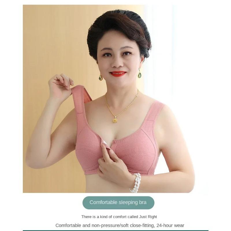Бюстгальтеры с чашечками из хлопка, застежка-молния спереди, нижнее белье для женщин среднего и пожилого возраста, тонкий, без косточек, новый бюстгальтер больших размеров, новый с нитками