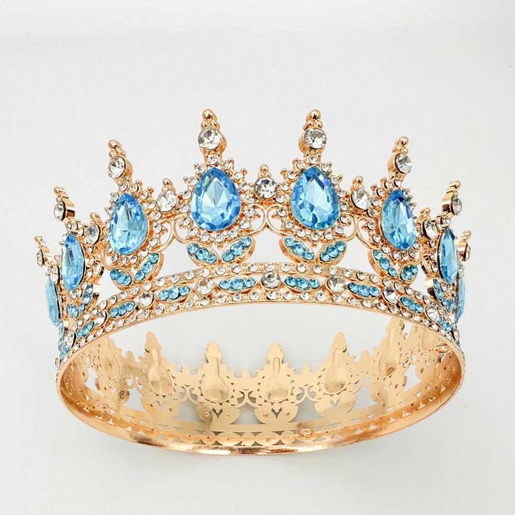 Full Circle Crown Tiara Colorful Baroque Retro Full Diamond Jewelry Wedding Accessories Crown Bridal Crown