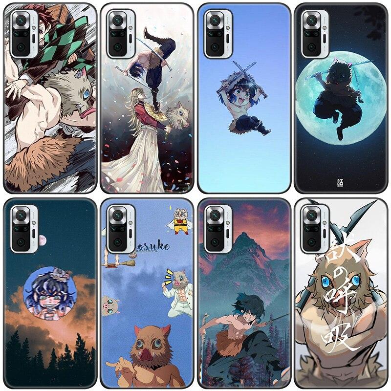 Anime Demon Slayer Inosuke Silicone Phone Case For Xiaomi Redmi Note 11 10 9 8 Pro 11T 10T 10S 9S 8T 9 9A 9C 9T Black Soft Cover