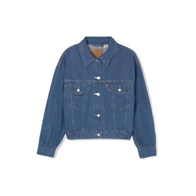 Levis SS22 Однотонная однобортная джинсовая куртка свободного кроя Женские куртки Синий A1978-0000