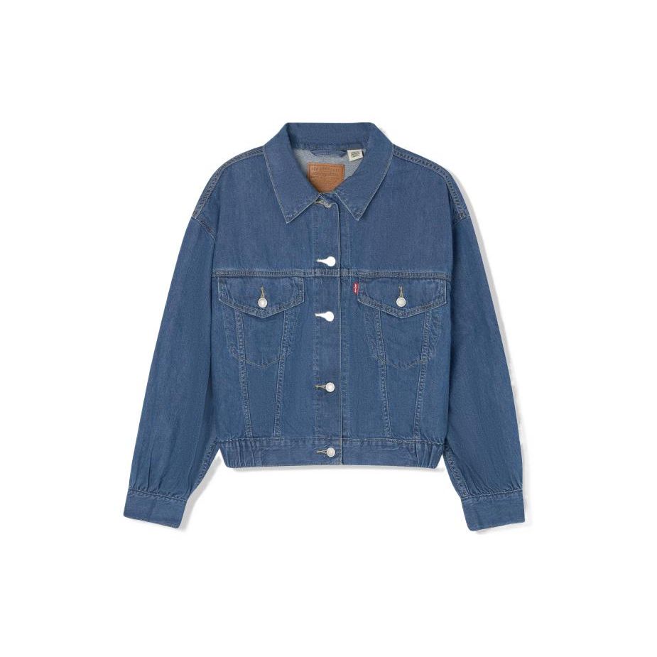Levis SS22 Однотонная однобортная джинсовая куртка свободного кроя Женские куртки Синий A1978-0000