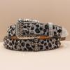 Cross Belt Leopard Print Western Rhinestone Belt Personalized Denim Woman Rivet Jeans Belt
