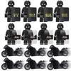 Набор из 8-ми строительных блоков SWAT Military с минифигурками, мотоциклом, оружием и щитами