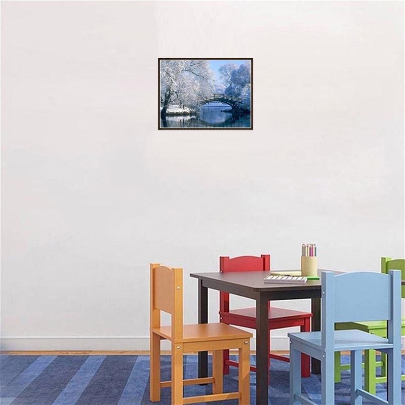 5D Алмазная картина Снежный пейзаж Мост Полный круглый горный хрусталь Картина Алмазная вышивка