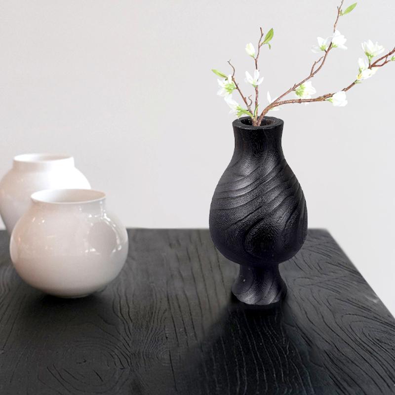 1Pc Alien Vase Simple And Atmospheric Dried Flower Arrangement Artistic Atmosphere Carbon Wood Vase Retro Elegance