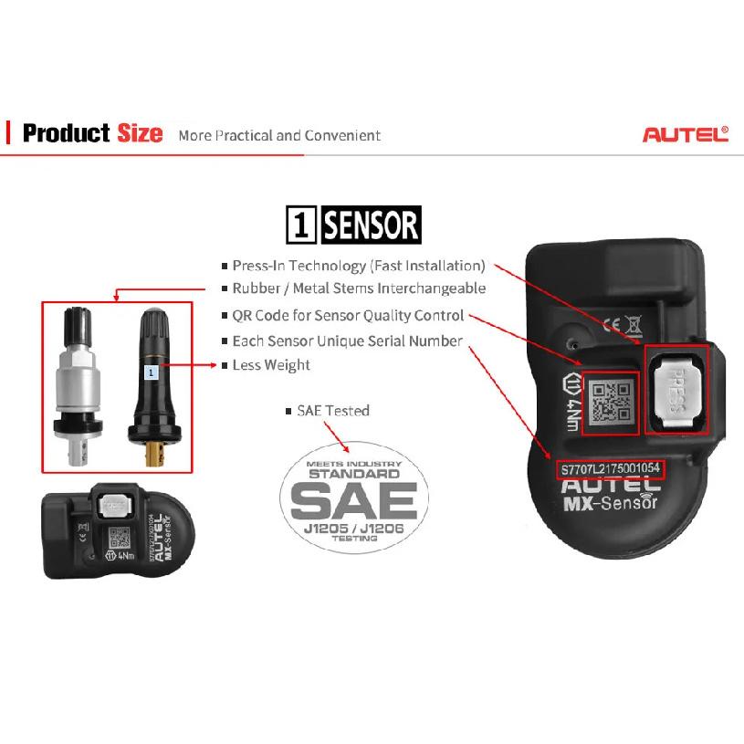 Autel MX Sensor 433 315MHZ TPMS Sensor MaxiTPMS Tire Pressure Monitor Tester Tire Repair Tools Scanner Programming MX-Sensor