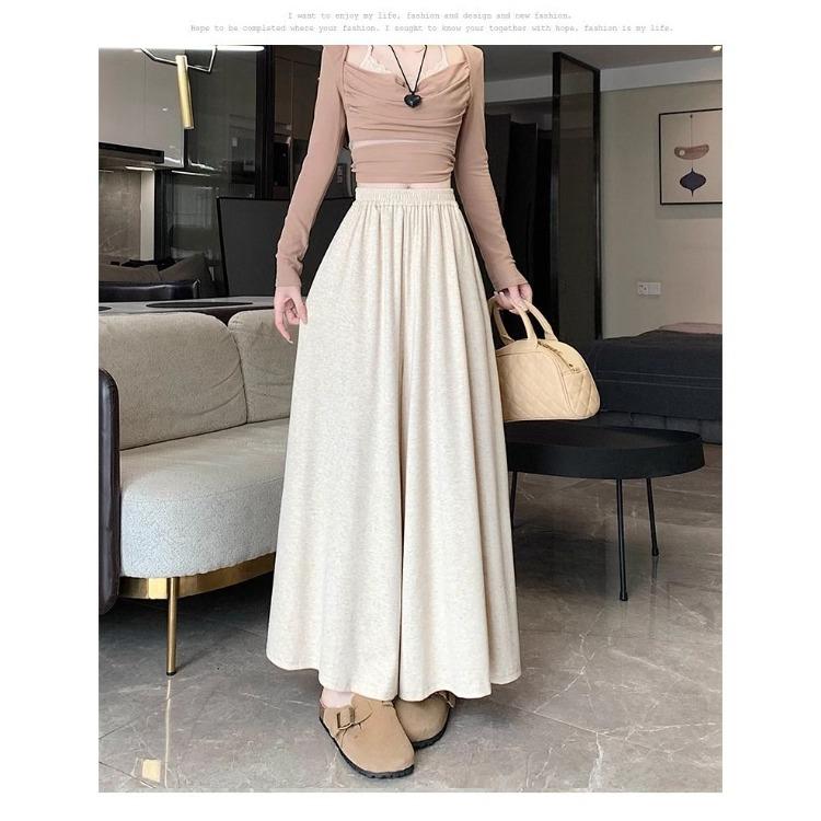 Модная юбка-трапеция с высокой талией, однотонная, широкая, с эффектом похудения, для осени/зимы