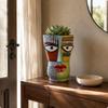 Abstract Facial Planter Artistic Design Colorful Art Flower Pot Unique