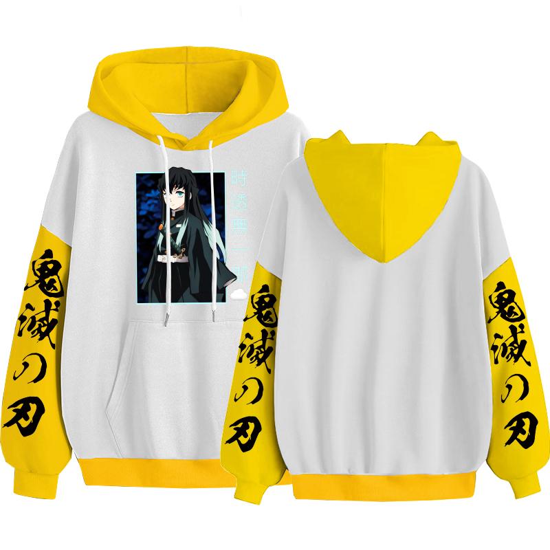 Tokitou Muichirou Demon Slayer Cool Anime Hoodies Men Pullover Aesthetics Harajuku Manga Streetwear Long Sleeve Loose Sweatshirt