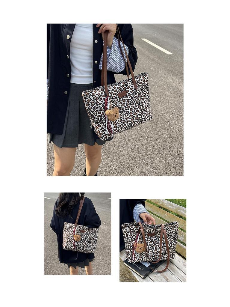 Сумка-тоут в европейском ретро-стиле с леопардовым принтом: Модная, Универсальная, Вместительная наплечная сумка-тоут для женщин