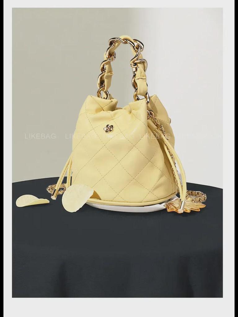 Женская сумка-ведро Camellia Fragrance Style высокого класса 2022: Одно плечо, сумка-мессенджер, аксессуар с бриллиантовой цепочкой