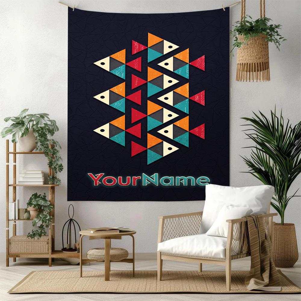 Ethnic Tribal Patterns Custom Your Name Wall Decor Tapestry Art For Pet Memorial Birthdaywedding Party Backdrop Family Gift