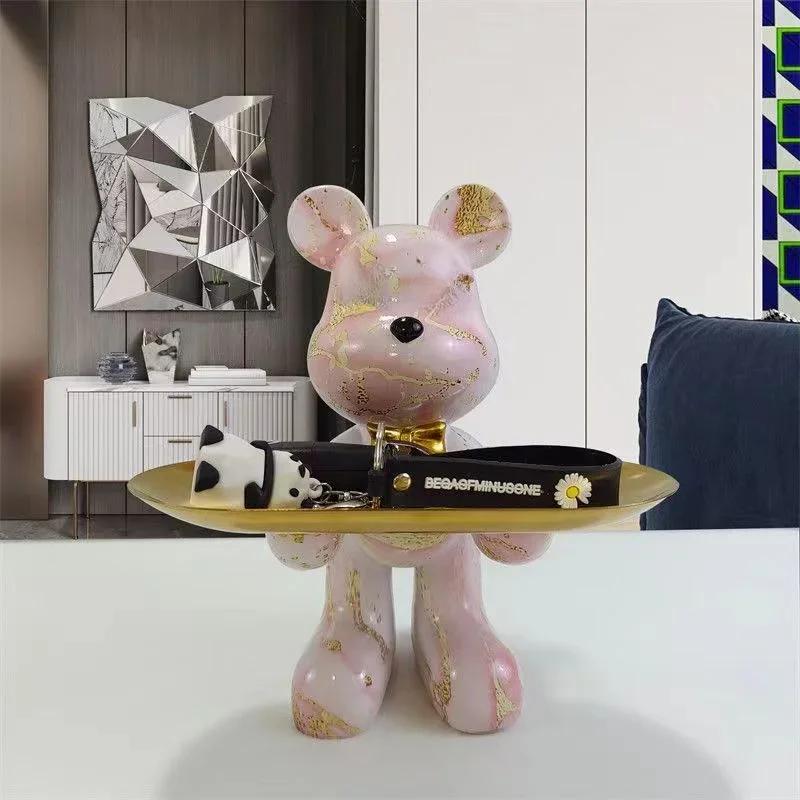 21cm Graffiti Bear Ornament Figurine Home Decoration Animal Statue Keys Storage Shelf Modern Room Sculpture Table Decor Gift