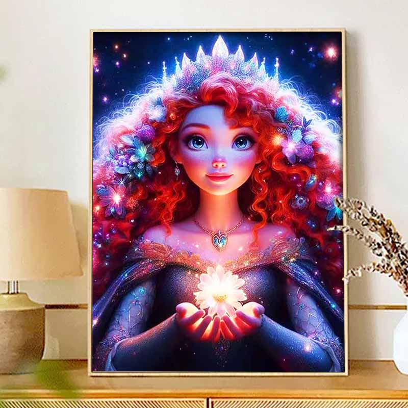 Disney diamond painting 5D round diamond full of diamonds diy handmade princess flower stickers, home decoration paintings