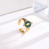 French Palace Style Emerald Open Titanium Steel Ring for Women, Versatile and Fashionable Index Finger Ring