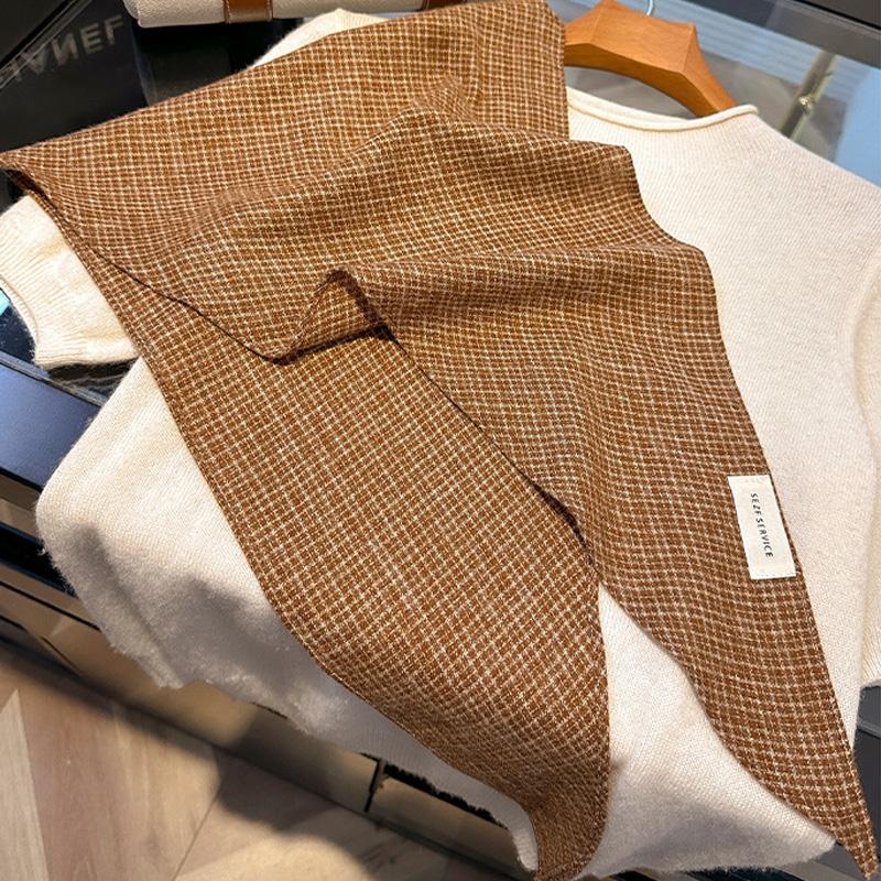 1Pc Plaid Pattern Multi-functional Acrylic Cashmere-like Versatile Solid Color Leisure Shawl Scarf Diamond Shaped