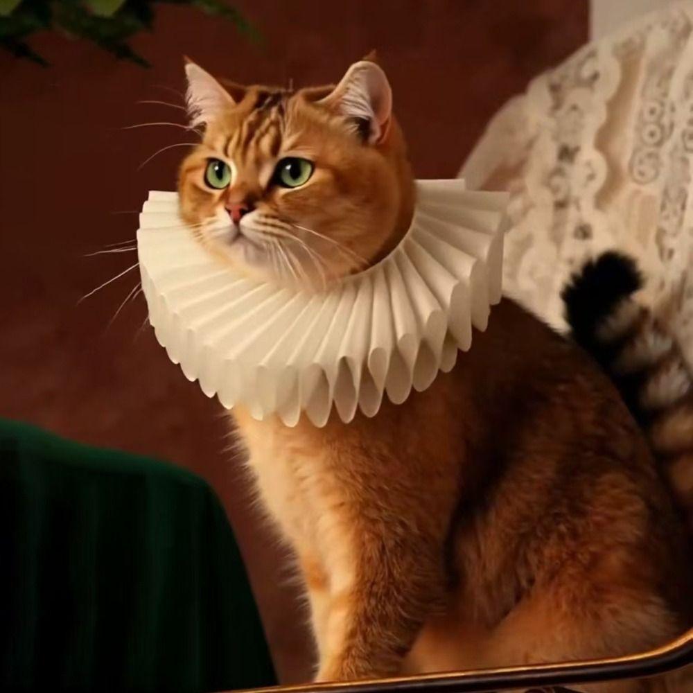 Victorian Costume Detachable Neck Ruffled Pet Collar Vintage Elegan Cat Collar Chic Dog Ruff Collar Pet Accessory