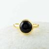 Black Onyx Gemstone Ring, Solid 925 Sterling Silver Ring, Yellow Gold Ring, Handmade Jewelry, Statement Ring, Women Ring