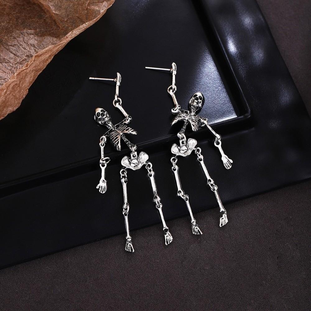 Zinc Zinc Alloy Skeleton Earrings Hip Hop Imitation Human Bone Earrings Creative Halloween Earrings Party