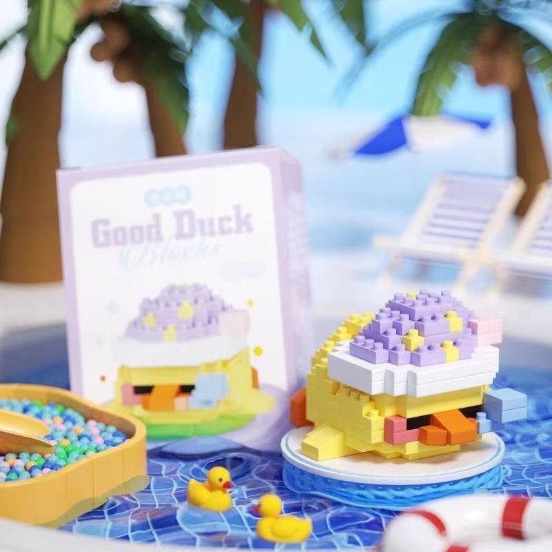 Милые утки серии животных микро-блоки дрели собирать вентиляторы развивающие игрушки для детей