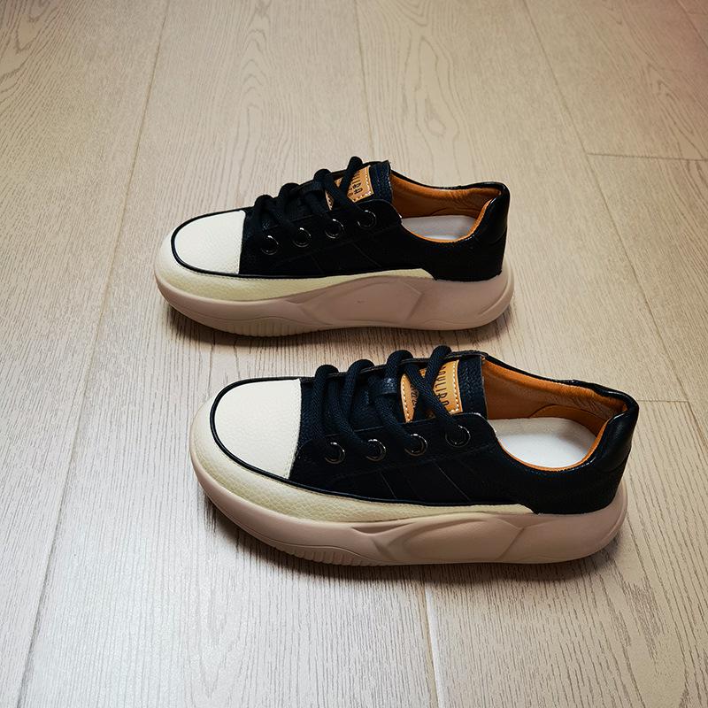 Летние новые ретро-кеды из кожи с мягкой подошвой 2025 года с увеличением высоты на 4 см