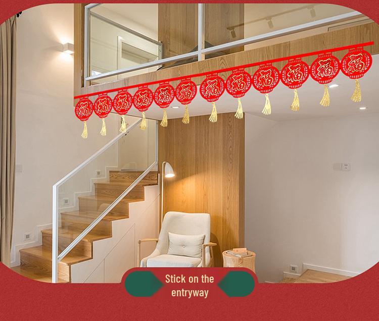 Spring Festival New Year Decorative Tassel Curtain & Fu Wall Sticker Garland