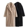 2024 Autumn/Winter Women's European-American Style Versatile Lambswool Lapel Fleece Long Coat