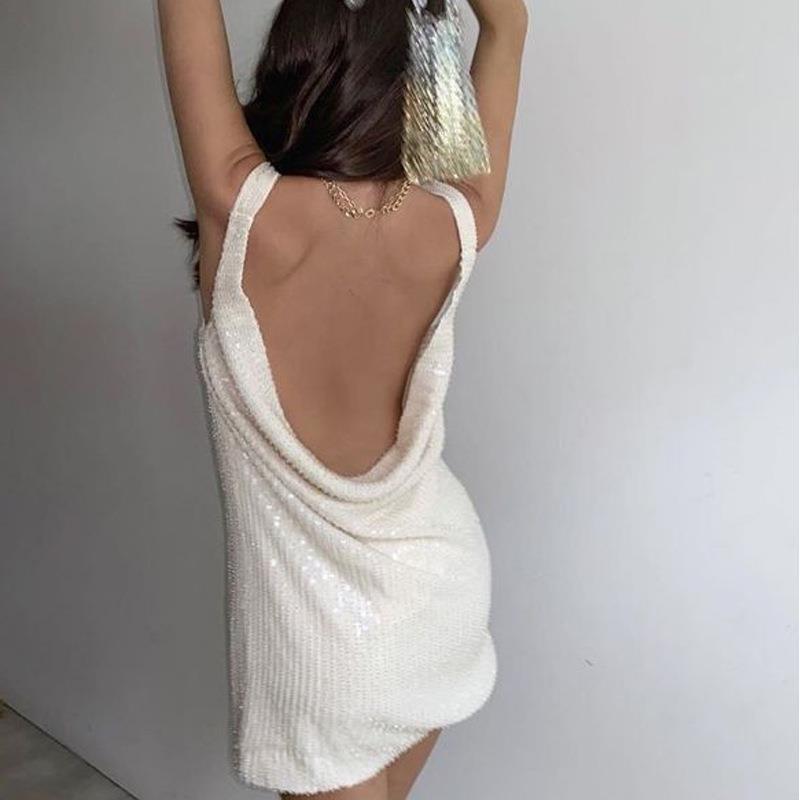 Women's Sexy Temperament Sequins Package Hip Nightclub V-neck Dresses