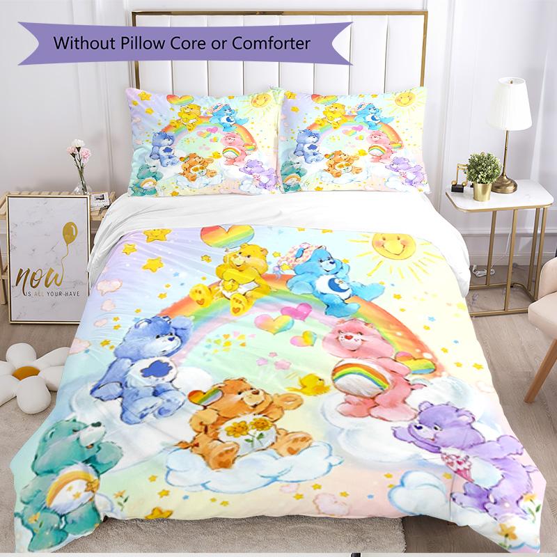 3pcs Duvet Cover Set (1*Duvet Cover + 2*Pillowcase, Without Core), Care Bears Print Soft All‑Season Bedding Set, Home Bedroom Decor Gift