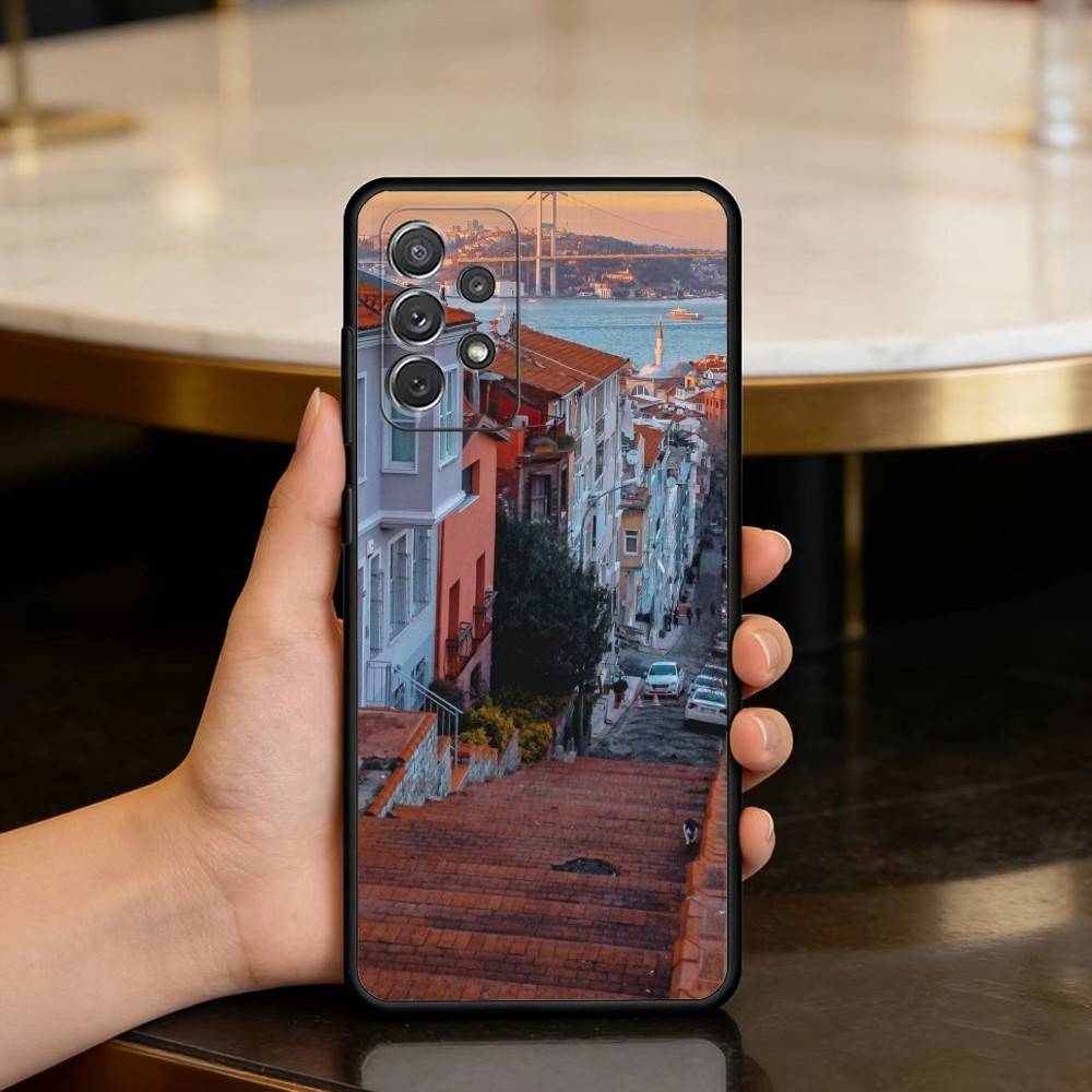 Turkey I-Istanbul S-Scenery Soft Silicone Black Cover Phone Case For Samsung Galaxy A73,A72,A71,A70,A53,A52,A51