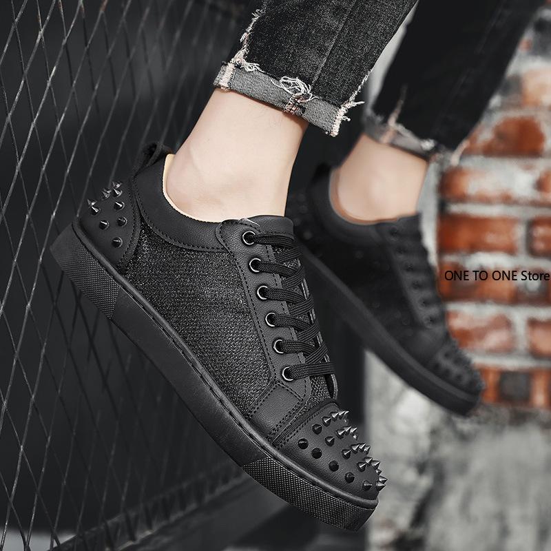 Sneakers Casual Men Designer Rivet Punk Board Shoes Fashion Leather Canvas Breathable Height Increased Flat Platform White Shoes