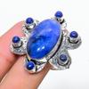 Blue Moonstone, Lapis Gemstone Handmade 925 Sterling Silver Ring Size 9 d4G33