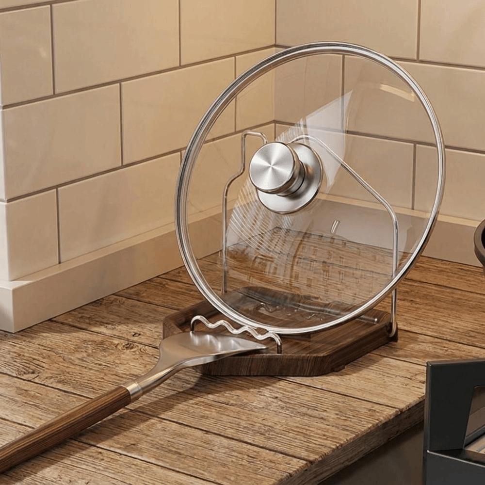 Folding Pot Lid Rack Rustproof Spoon Rest Multi-functional Pot Cover Shelf Cabinet