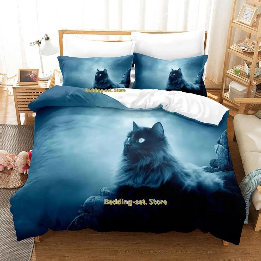 Новый комплект постельного белья Artistic Cat Single Twin Full Queen King Size Bed Set Adult Kid Bedroom Duvetcover Sets Anime Parure de lit Bed