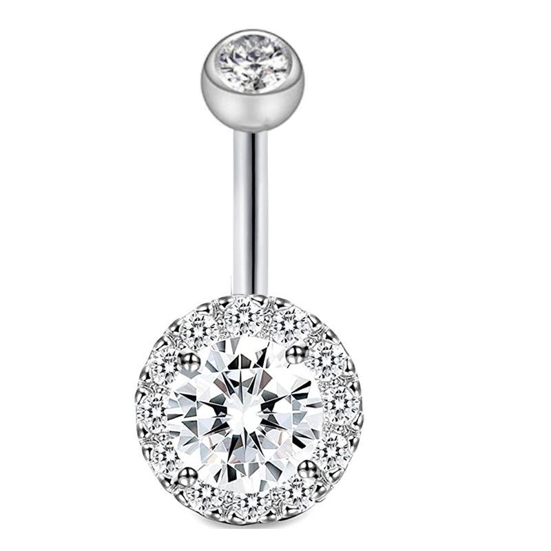 Belly Button Ring Jewelry Piercing Fashion 316L Surgical Steel Sexy 1Pc Charming Cubic Zirconia Double Round Unique