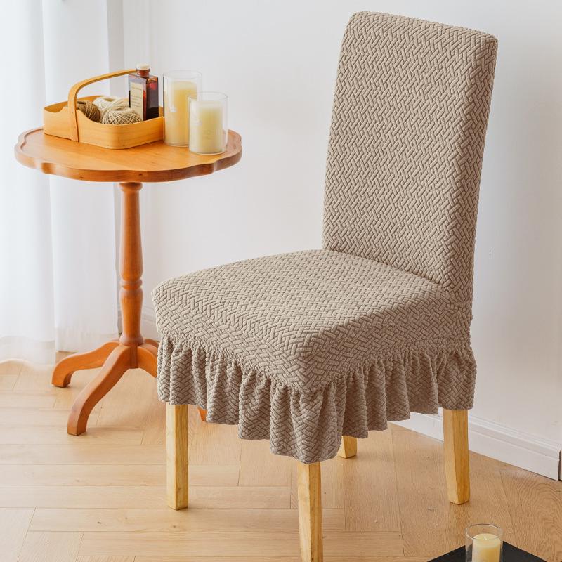 Жаккардовый стрейч чехол-юбка для обеденного стула на все сезоны