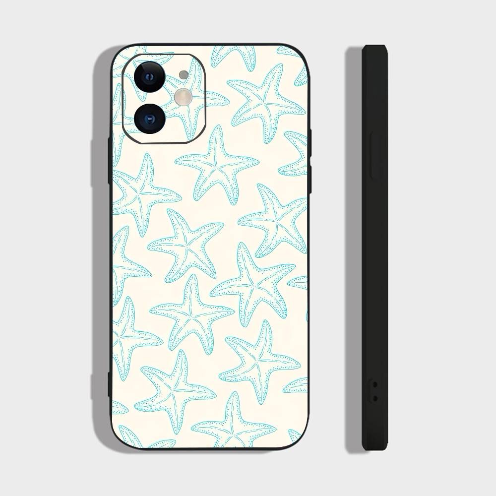 Синий Океан Для IPhone 13,17,11,12,16,14,15,Plus,Pro Max Мягкий Силиконовый Черный Чехол для Телефона