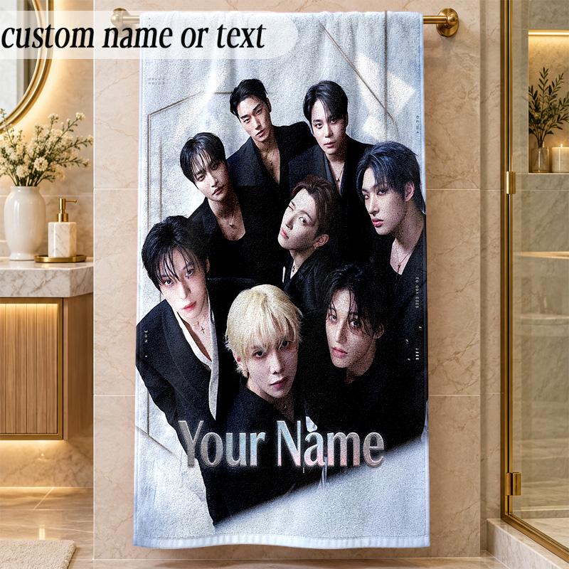 Beach TowelATEEZ Custom Name Text Personalized Soft Towel for Beach Pool Indoor Home Decor Gift