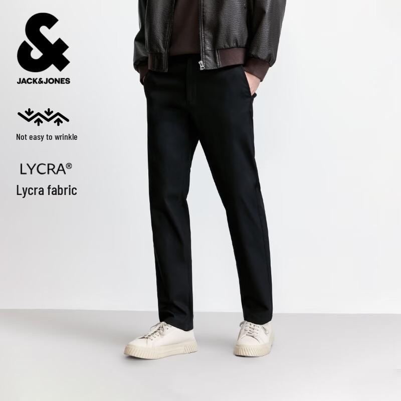 JACK&JONES Men's Straight-Leg Casual Pants with Letter Embroidery