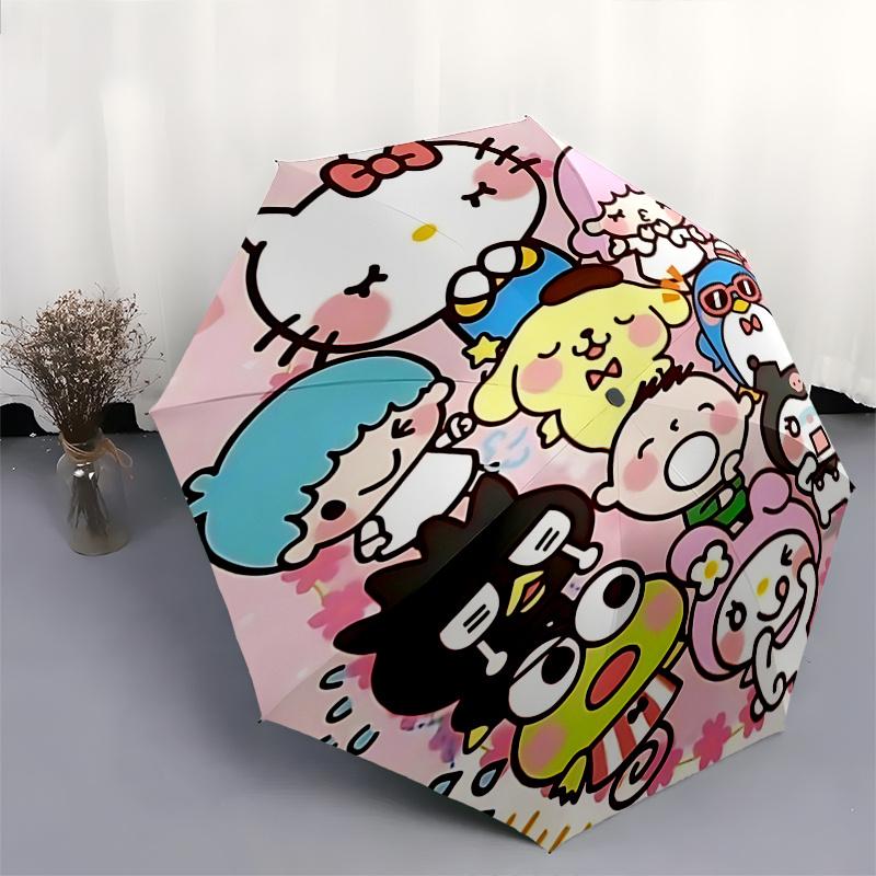 1pc Hello Kitty & Friends Automatic Opening Folding Umbrella - 8 Bone Iron Frame, Portable Design for Outdoor Use, Perfect Gift for Fans, Travelers, E