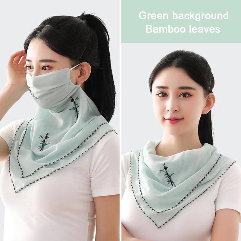 Женская вуаль-маска для лица с элегантным цветочным принтом, УФ-защитный щиток для лица, велосипедная маска для лица, тонкая треугольная шейная повязка, дышащая