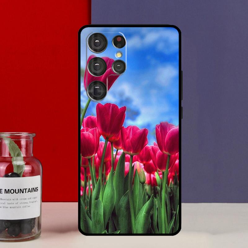 Чехол Funda с цветком тюльпана для Samsung Galaxy S25 Ultra S9 S10 S20 S21 FE S22 S23 Plus S24 Ultra